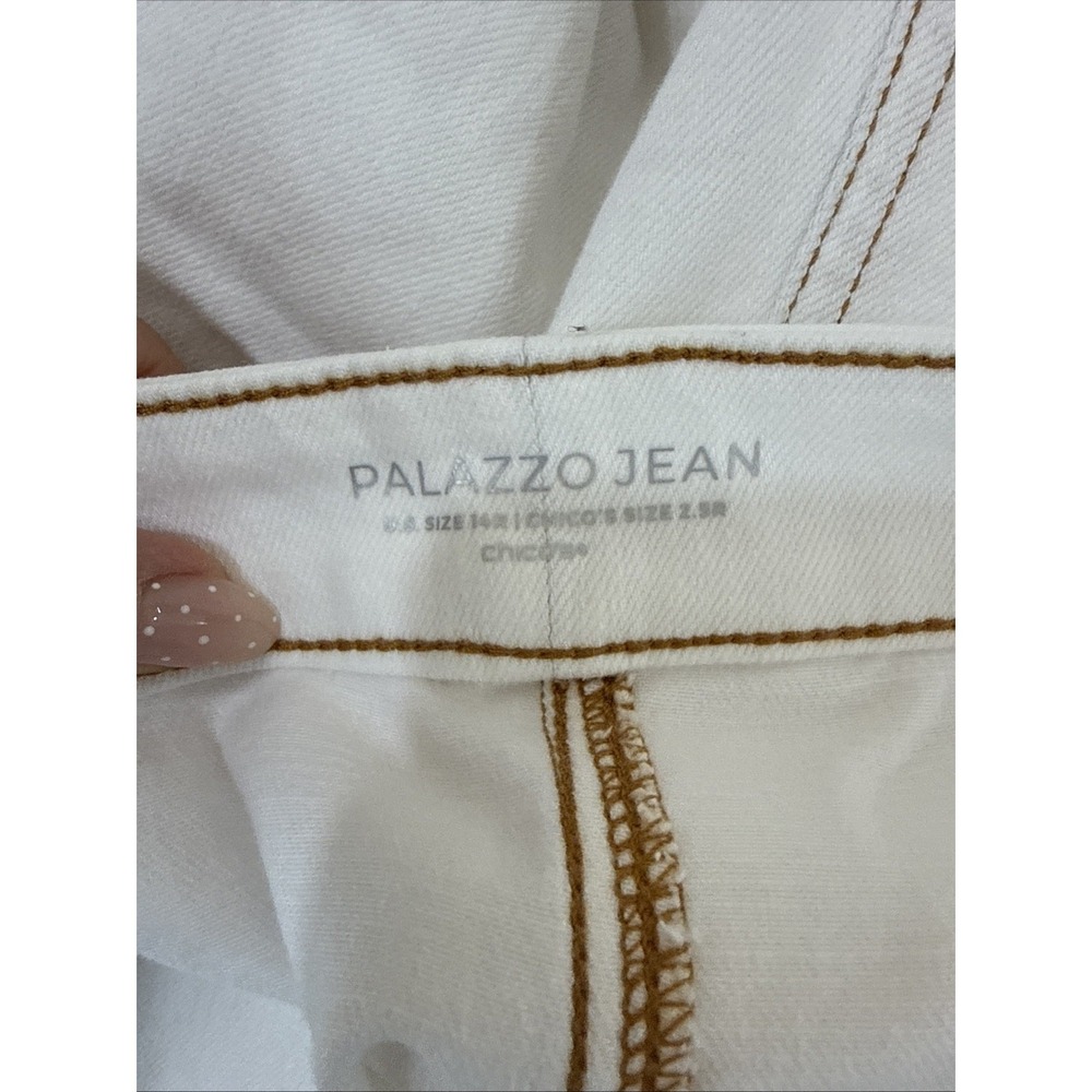 NEW Chico's Palazzo Wide Leg Jean Pants Women's 2.5R Boho Vacation Coastal Money - Picture 6 of 8